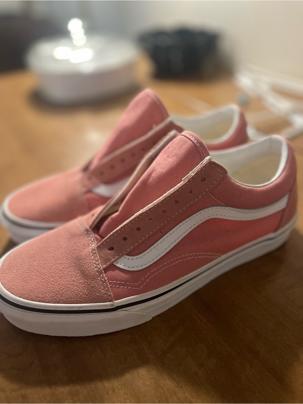 Vans Old Skool Skate Shoes in Pink/White